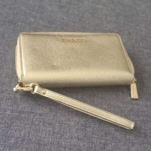 Michael Kors Metallic Gold Zip Wristlet